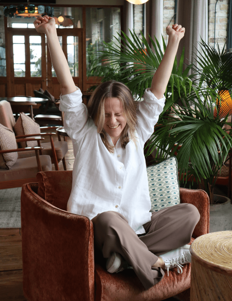 Chloe Temple in a moment of joy after using the Fine to Fire framework